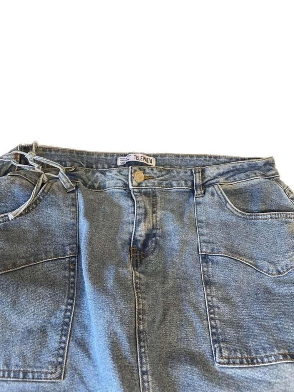 Telepatía High-Waisted Denim Mini Skirt with Cargo Pockets